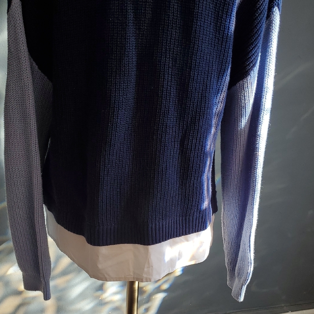 Maeve Navy and Light Blue Sweater with White Collar Shirt - Picture 10 of 14